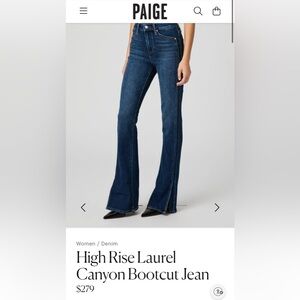 PAIGE High Rise Laurel Canyon Size 34